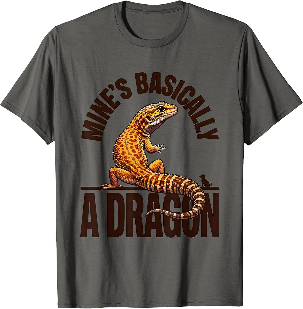 Men's Mine's Basically A Dragon Funny Leopard Gecko Reptile Lover T-Shirt - Asphalt Grey