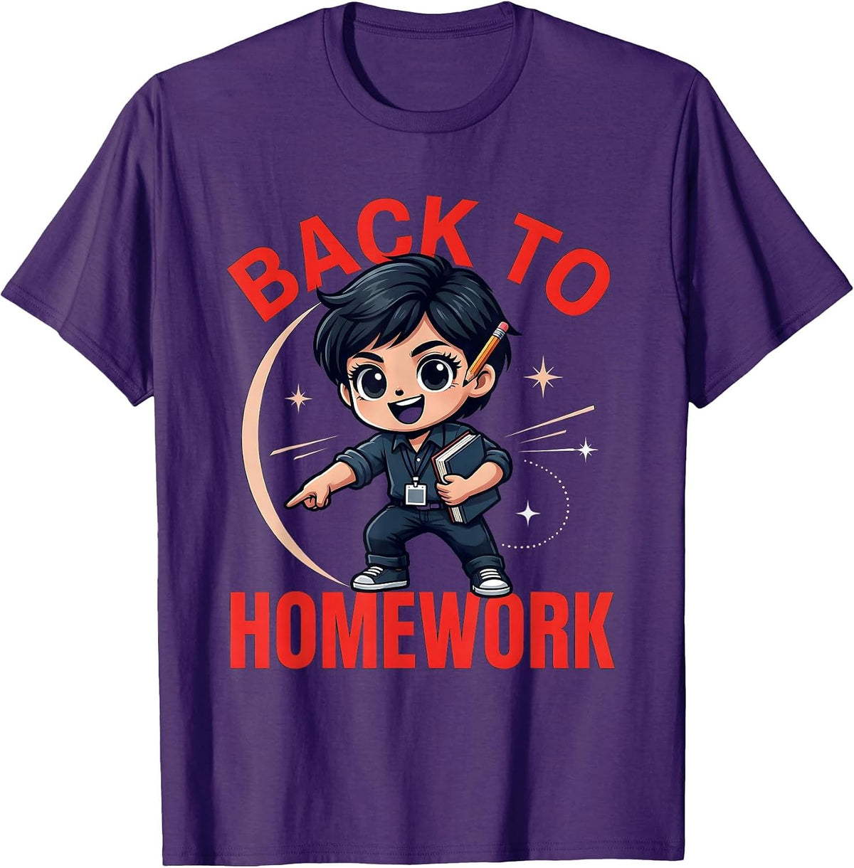 BACK TO HOMEWORK Funny Teacher School Staff Classroom Humor T-Shirt - Purple