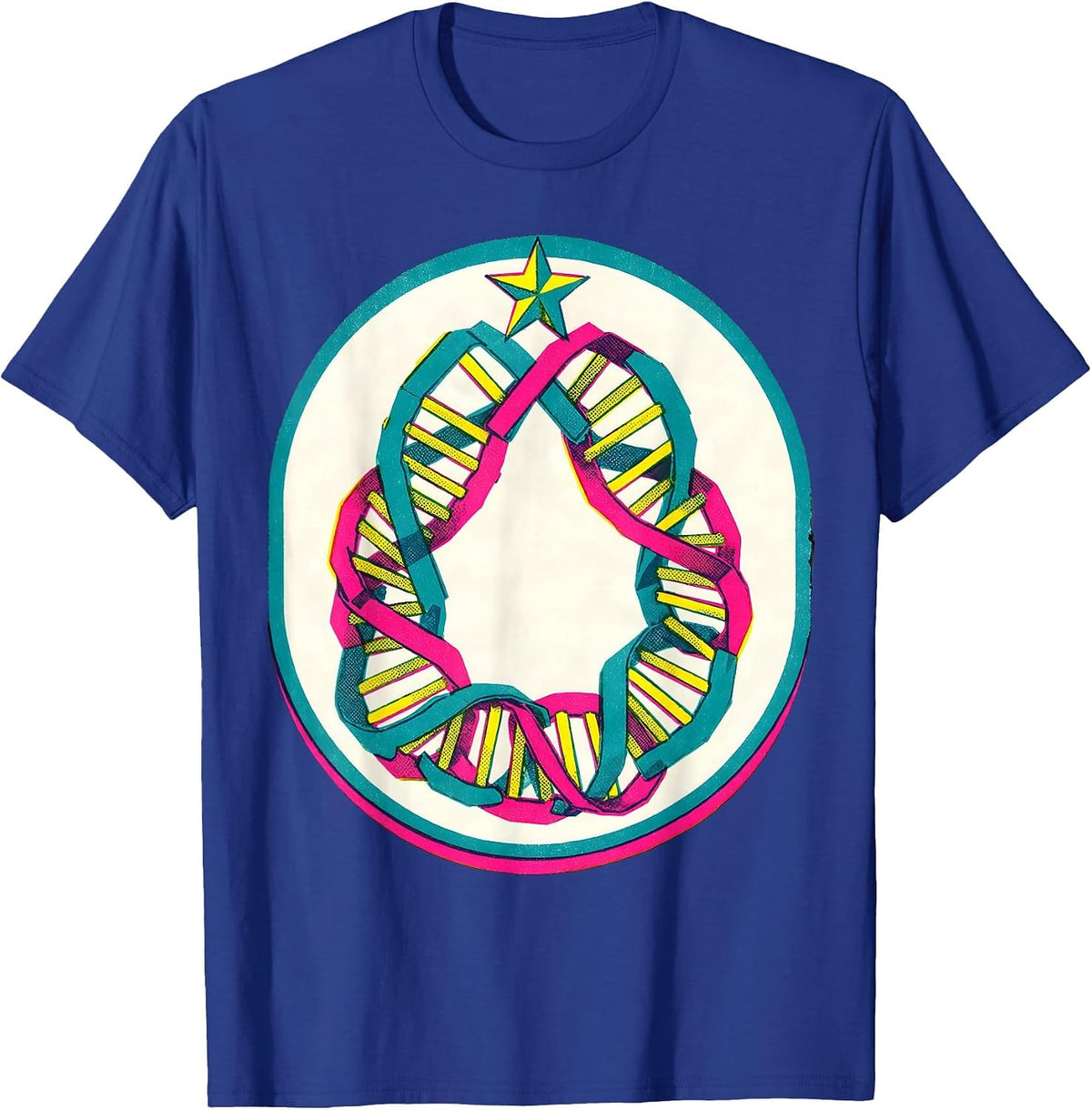 DNA Helix Paper Chain Garlands Science Teacher Holiday T-Shirt - Royal Blue