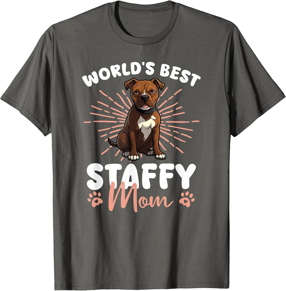 American Staffordshire Terrier World's Best Staffy Mom T-Shirt - Asphalt Grey