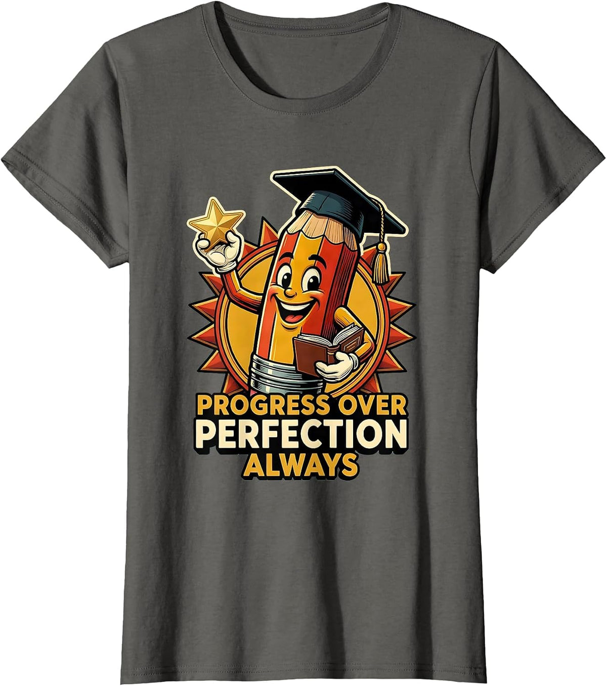 Women's Progress Over Perfection Special Education Teacher T-Shirt - Asphalt Grey