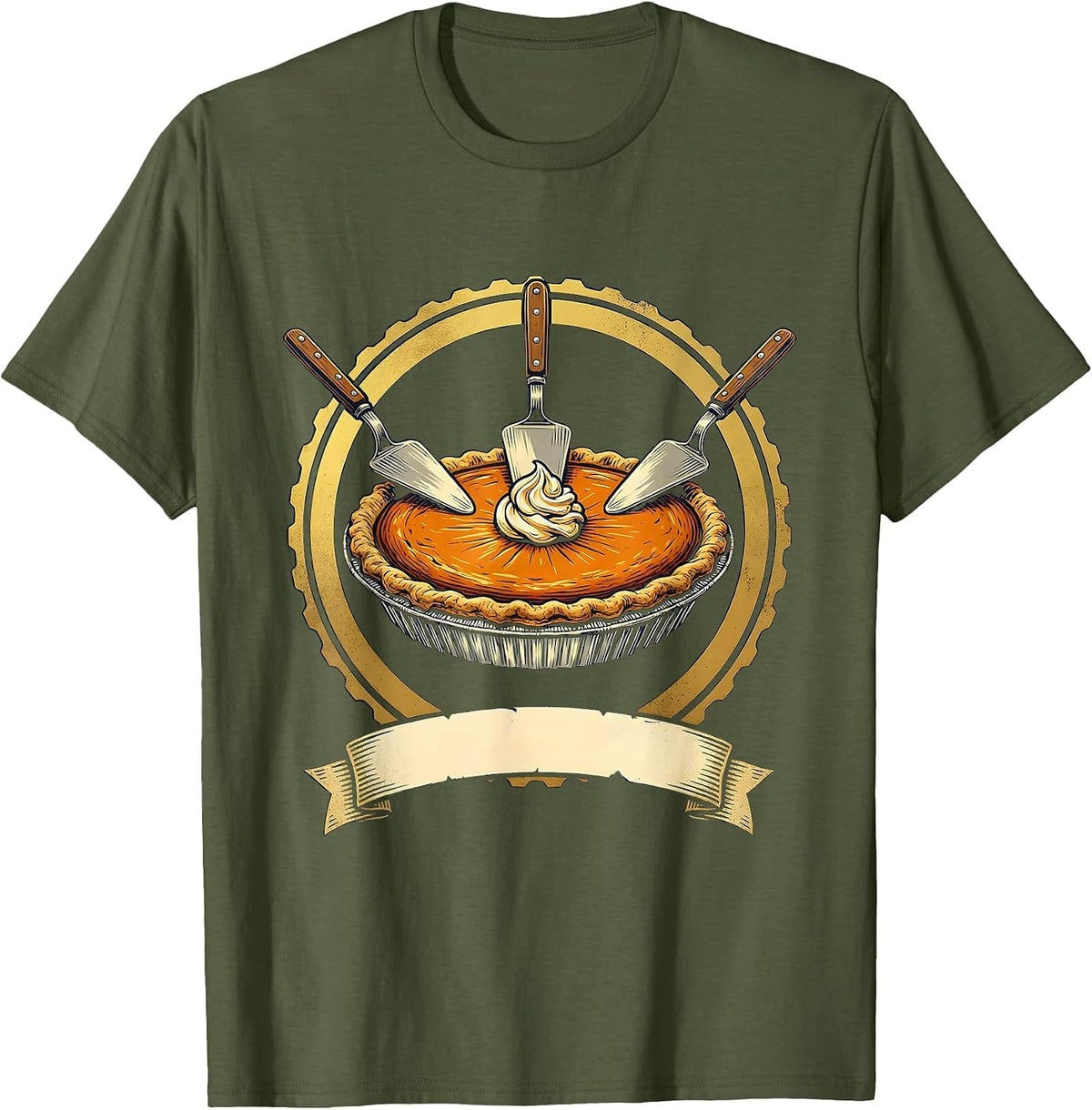 Pumpkin Pie Seal Funny Thanksgiving Food Humor T-Shirt - Olive Green