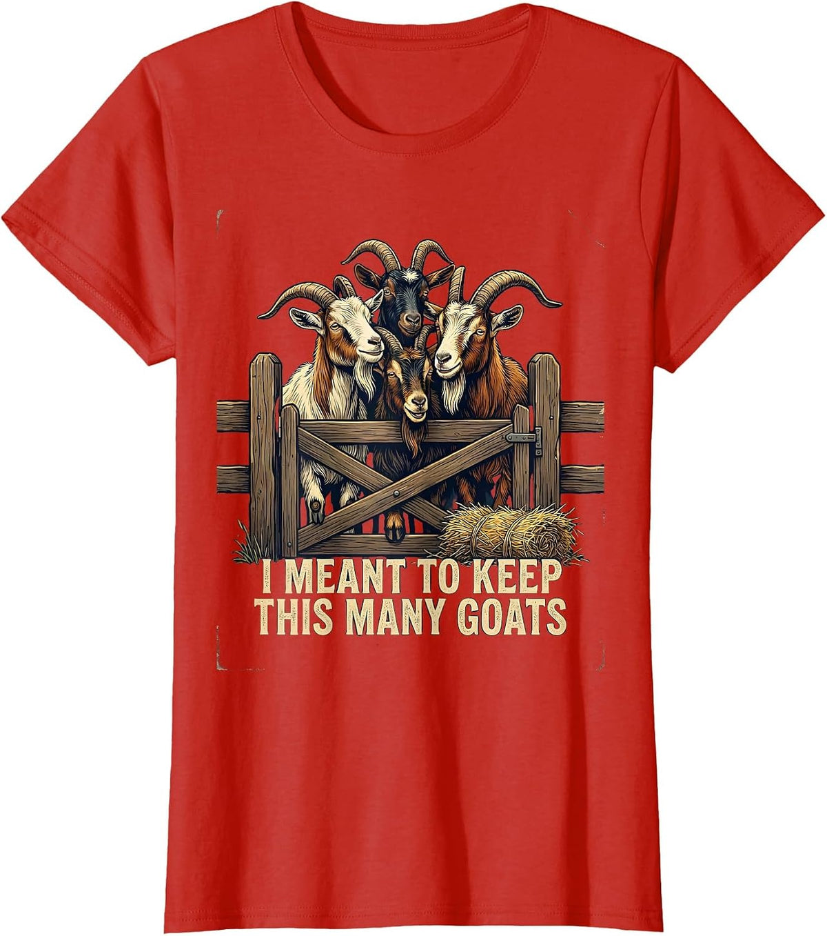 I Meant To Keep This Many Goats Vintage Farmer Goat Lover T-Shirt - Red