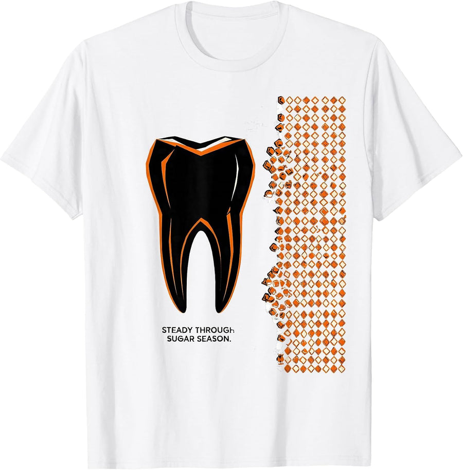 Men's Steady Through Sugar Season Geometric Dental Hygienist T-Shirt - White