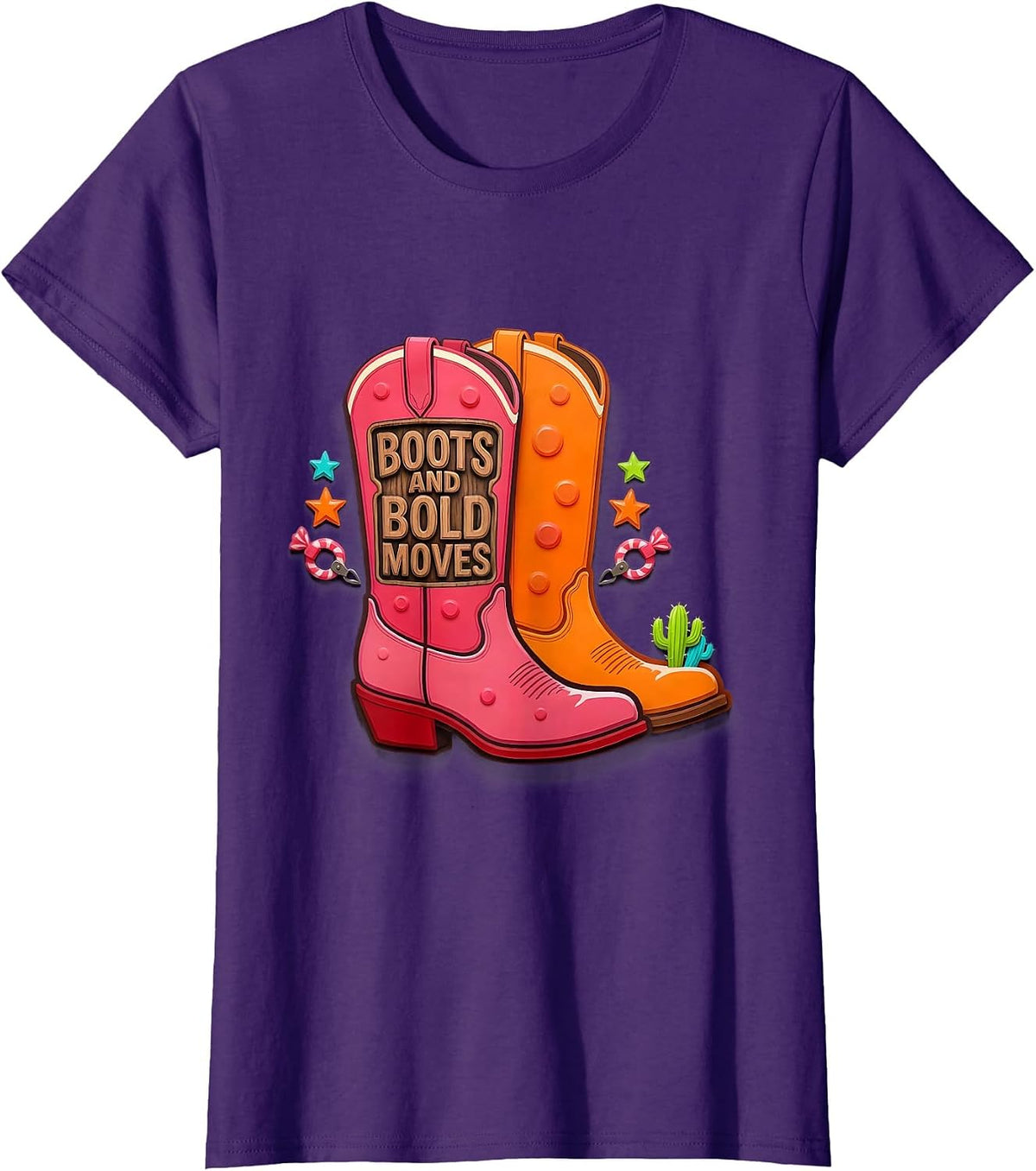 Women's Boots and Bold Moves Western Women Design T-Shirt - Purple