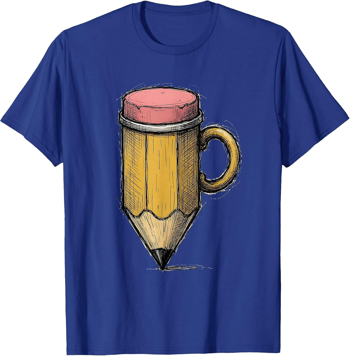 4th Grade Teacher Pencil Coffee Mug Graphic T-Shirt - Royal Blue