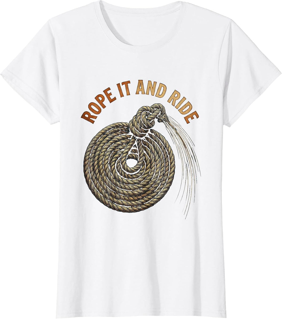 Rope It and Ride Western Cowboy Design T-Shirt - White