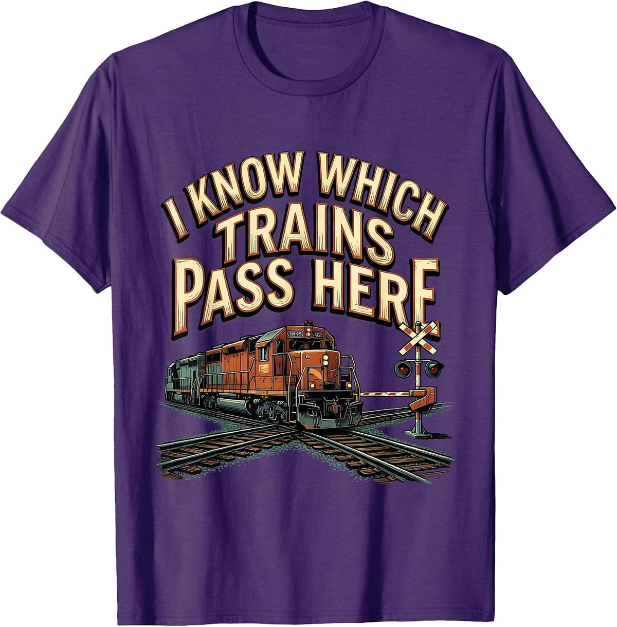I Know Which Trains Pass Here Funny Train Enthusiast Model T-Shirt - Purple
