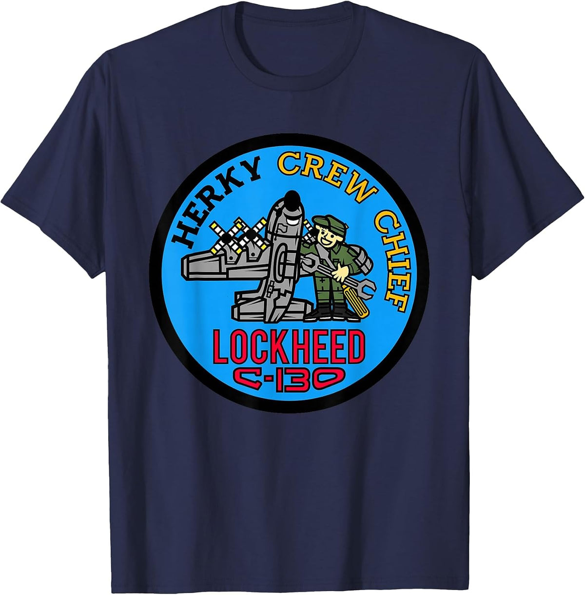 C-130 Hercules Crew Chief Tee T-Shirt - Navy Blue