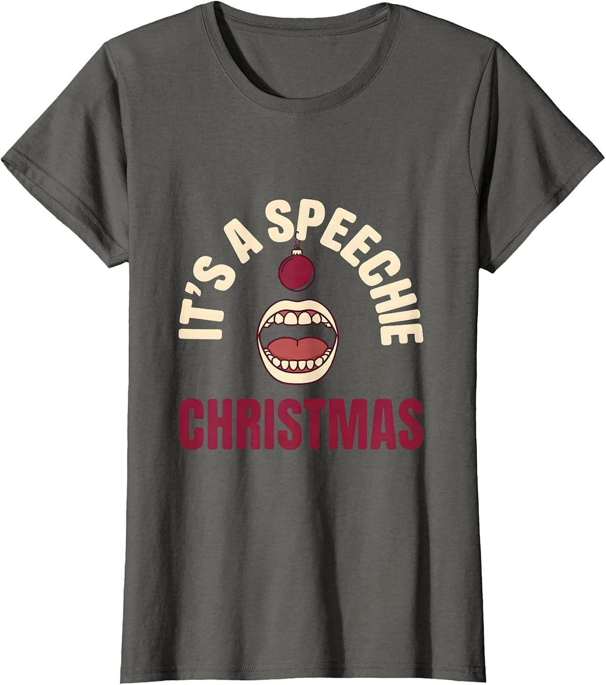 Women's It's a Speechie Christmas Funny SLP Speech Therapist Holiday T-Shirt - Asphalt Grey