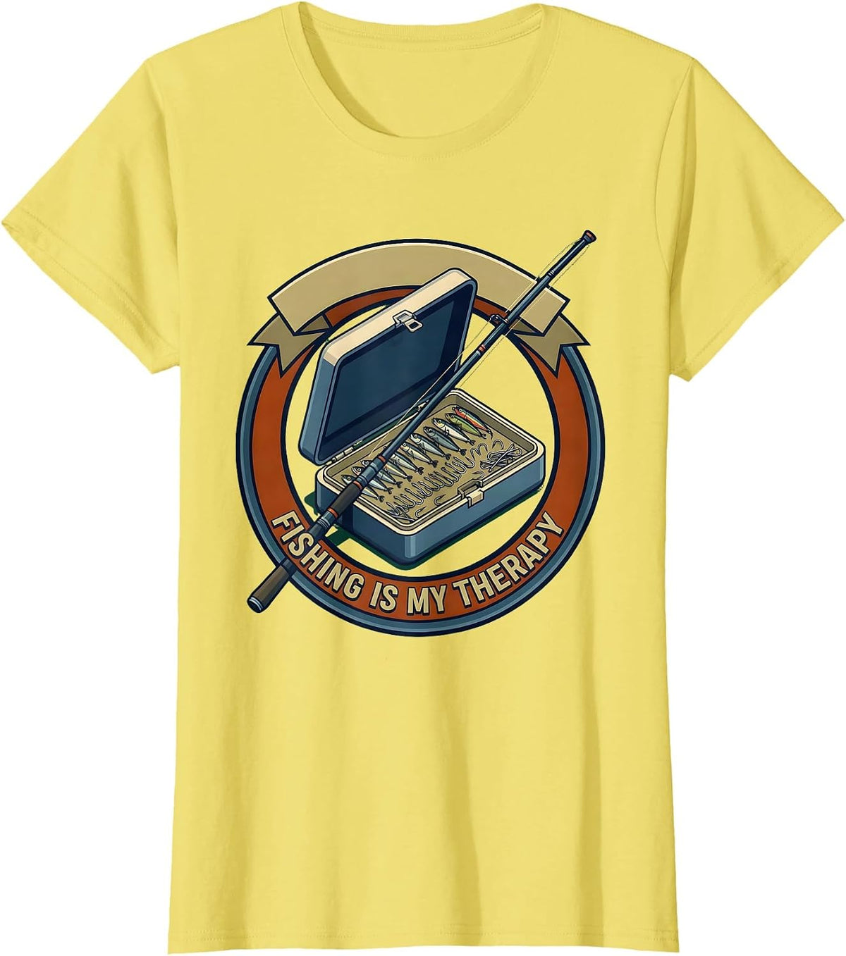Fishing Is My Therapy Angler Design T-Shirt - Lemon Yellow