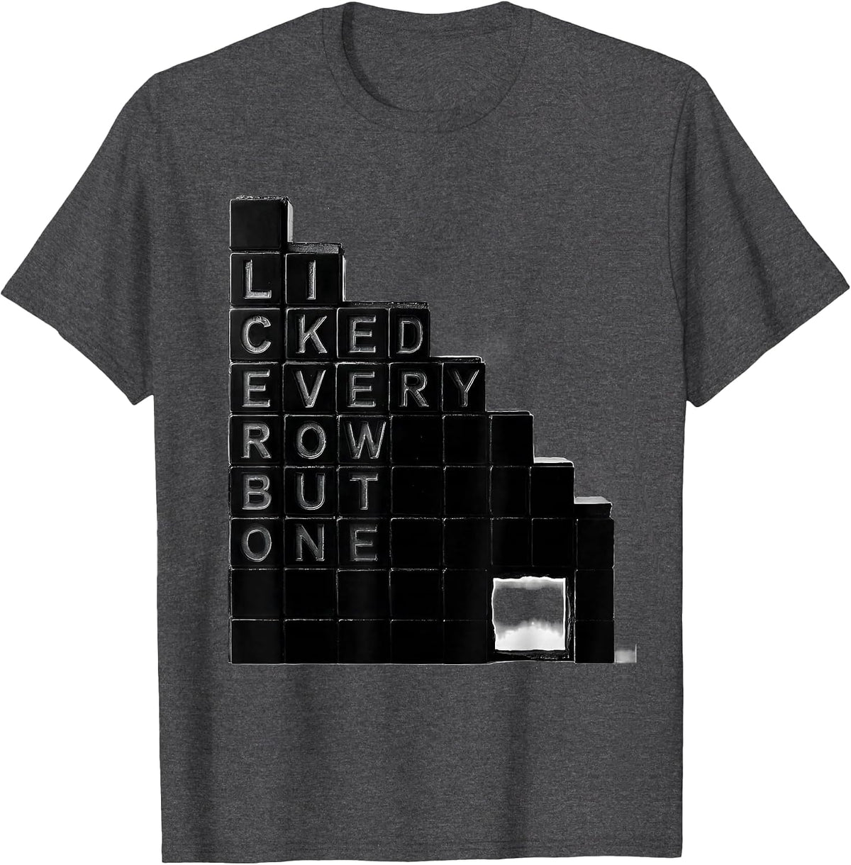 Licked Every Row But One Funny Periodic Table Science T-Shirt - Dark Heather Grey