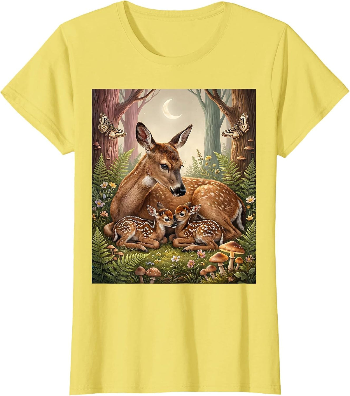 Twin Nursing Mom Breastfeeding Illustration T-Shirt - Lemon Yellow