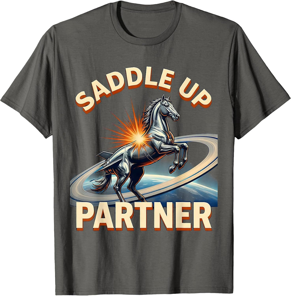 Saddle Up Partner Western Cowboy Design T-Shirt - Asphalt Grey