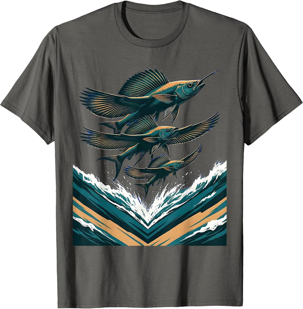 Flying Fish Cruise Ship Wake Graphic T-Shirt - Asphalt Grey