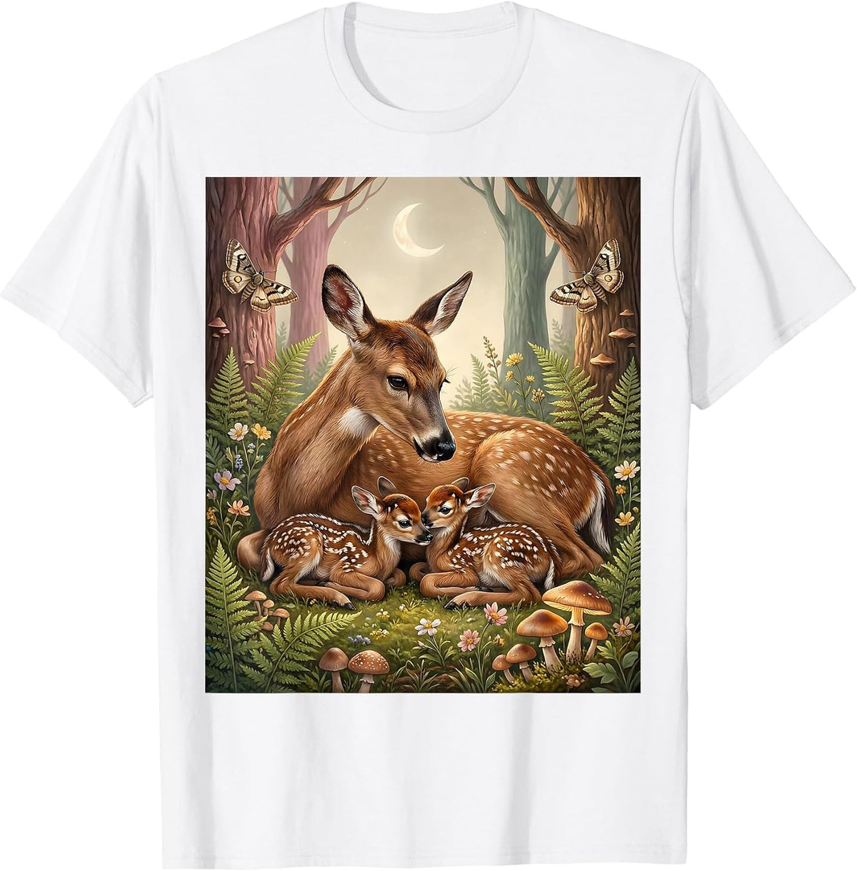 Twin Nursing Mom Breastfeeding Illustration T-Shirt - White