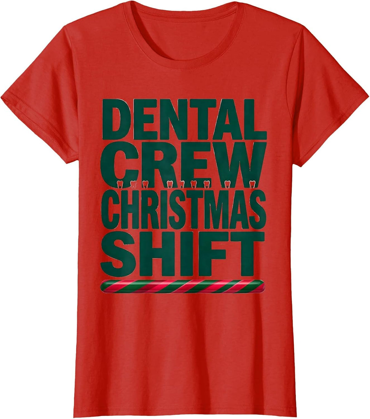 Dental Crew Christmas Shift Funny Dental Office Team Holiday T-Shirt - Red