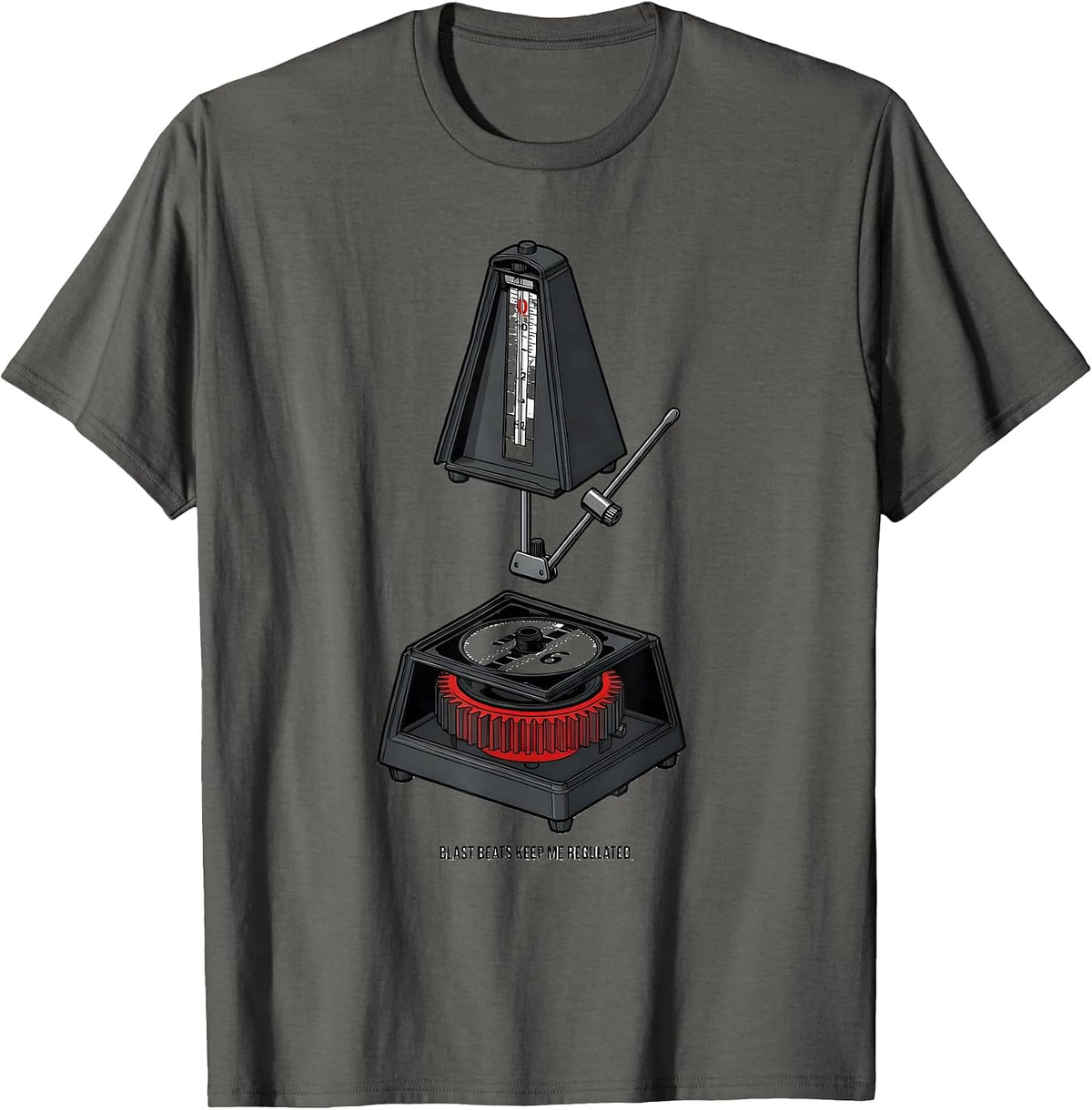 Men's Blast Beats Keep Me Regulated Funny Heavy Metal Metalhead T-Shirt - Asphalt Grey