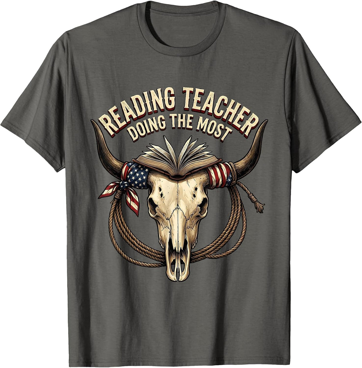 Reading Teacher Doing The Most Educator Design T-Shirt - Asphalt Grey