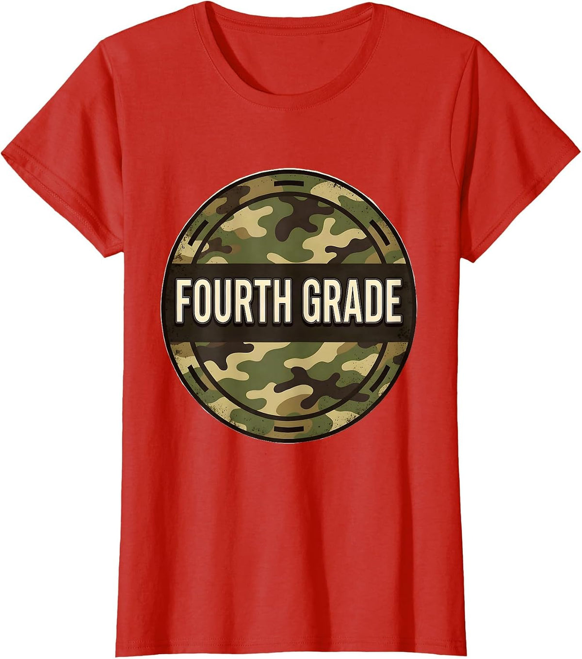 Fourth Grade Bold Distressed Camo Back To School Boys T-Shirt - Red