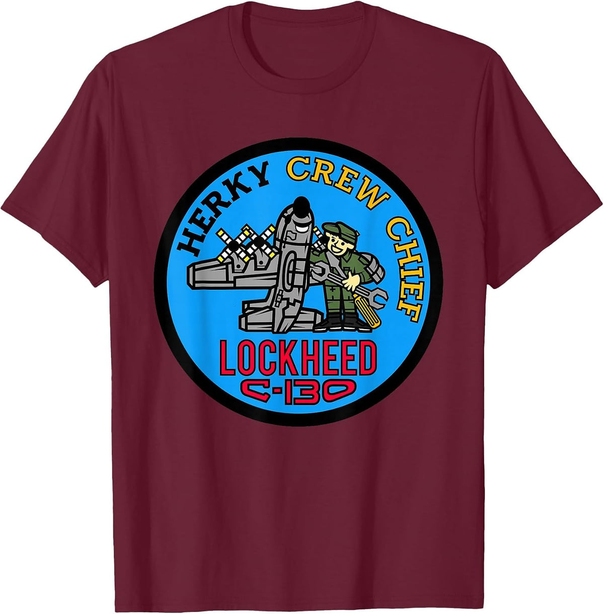C-130 Hercules Crew Chief Tee T-Shirt - Burgundy
