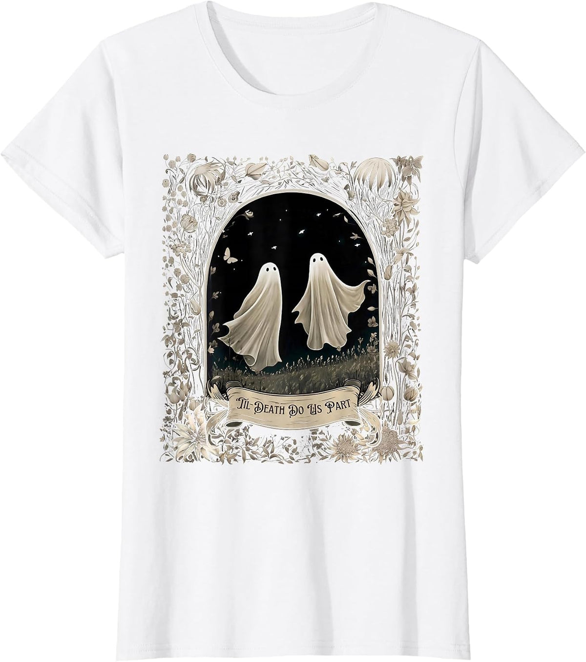 Til Death Do Us Part Spooky Season Halloween Ghost Vintage T-Shirt - White