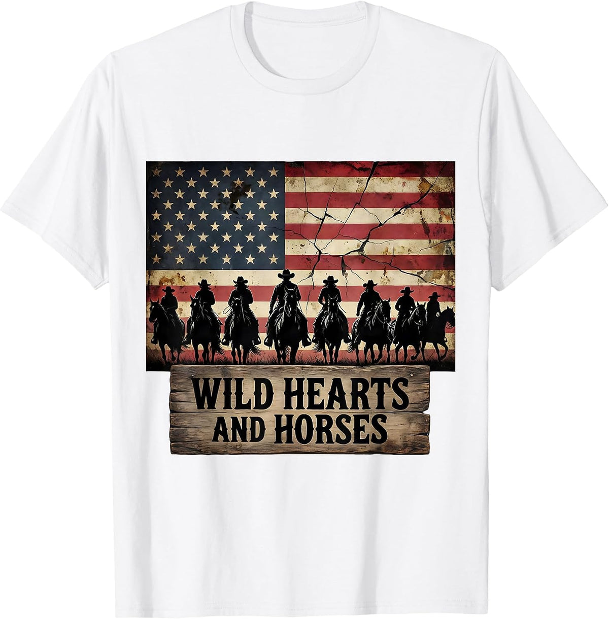 Men's Wild Hearts and Horses Equestrian Design T-Shirt - White
