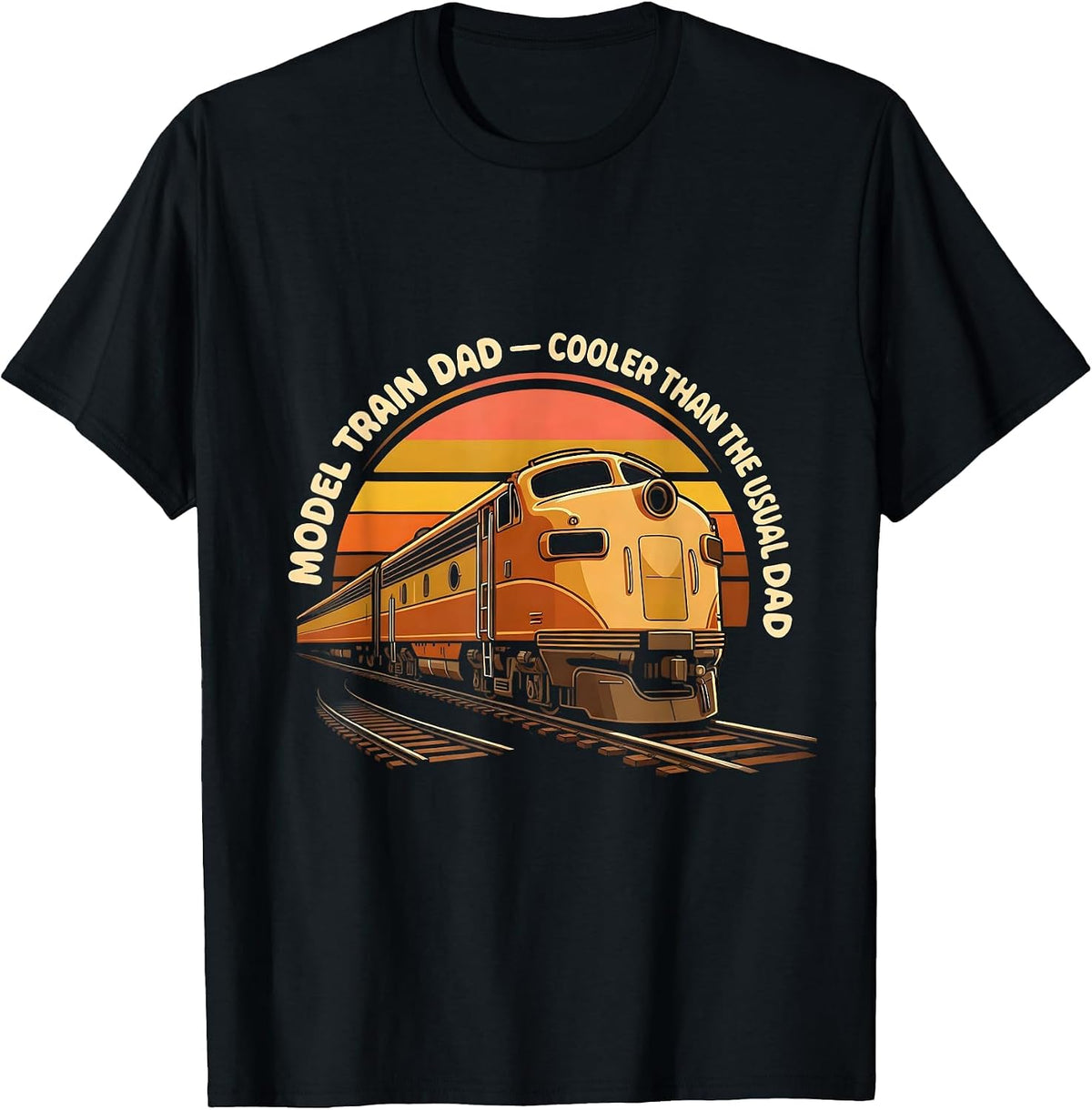 Men's Model Train Dad — Cooler Than The Usual Dad Retro T-Shirt - Black