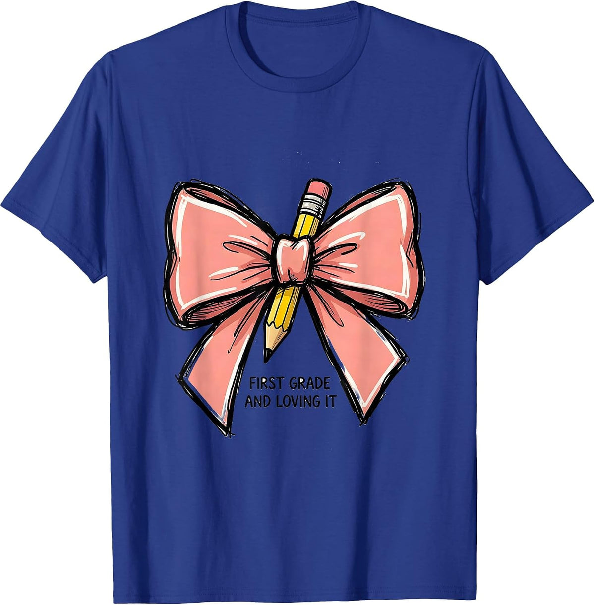 Men's First Grade And Loving It Cute Coquette Bow Back to School T-Shirt - Royal Blue