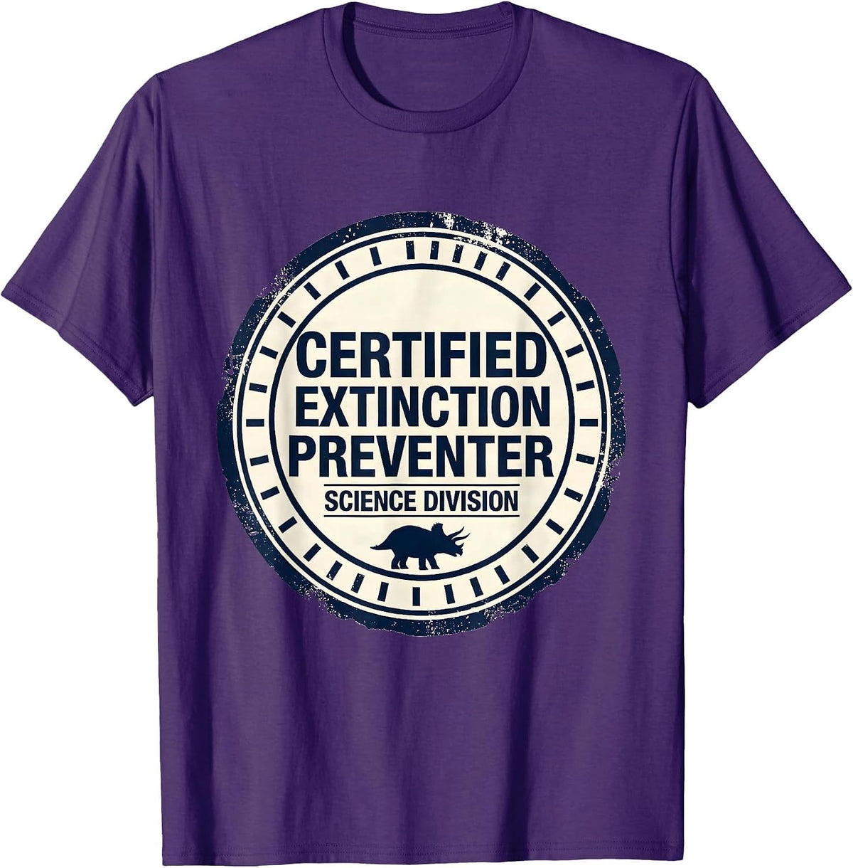 Certified Extinction Preventer, Science Division Teacher T-Shirt - Purple
