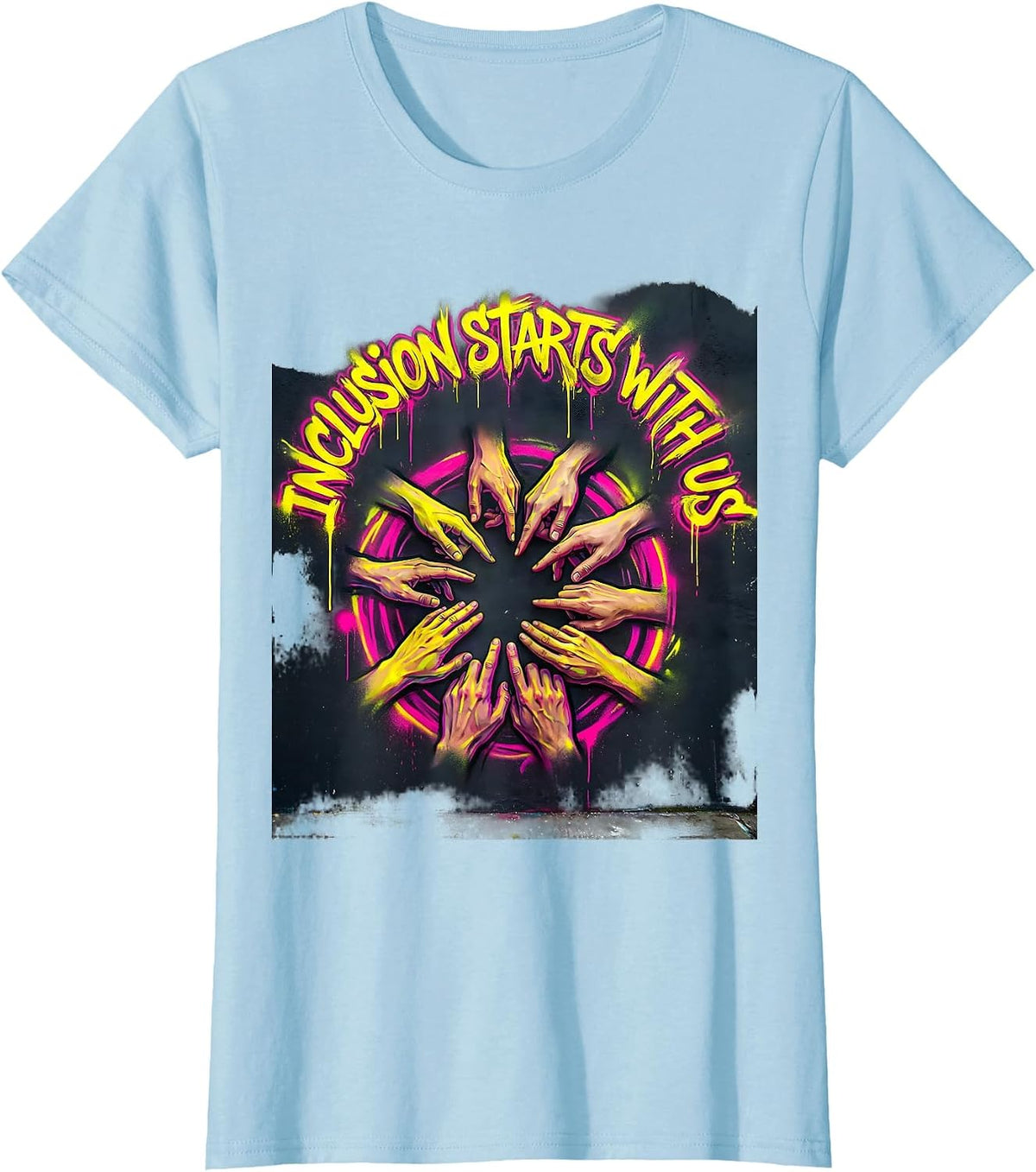 Inclusion Starts With Us Special Education Design T-Shirt - Baby Blue