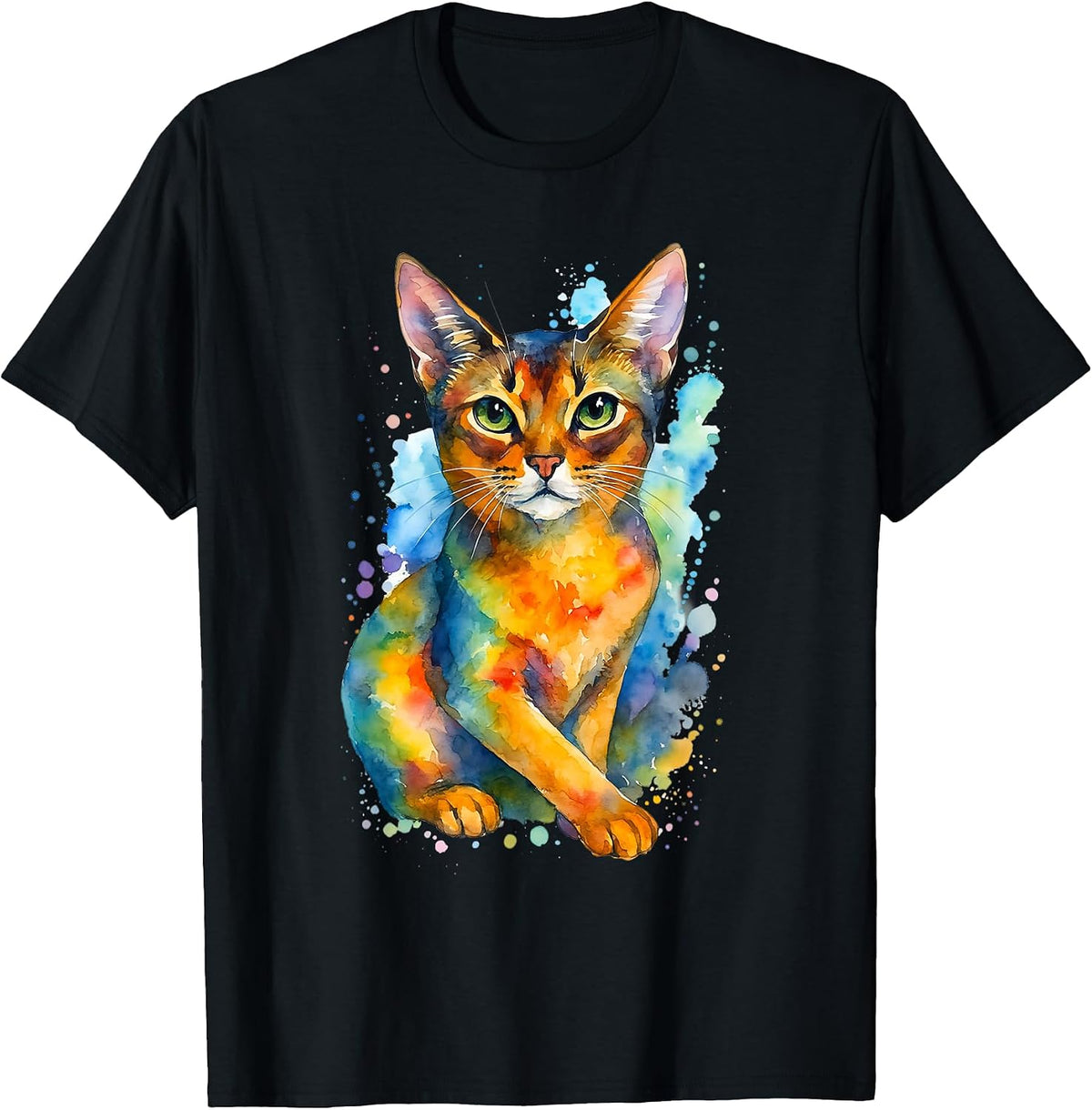 Cute Cat Abyssinian T-Shirt, Men, Black, Small - As Pictured