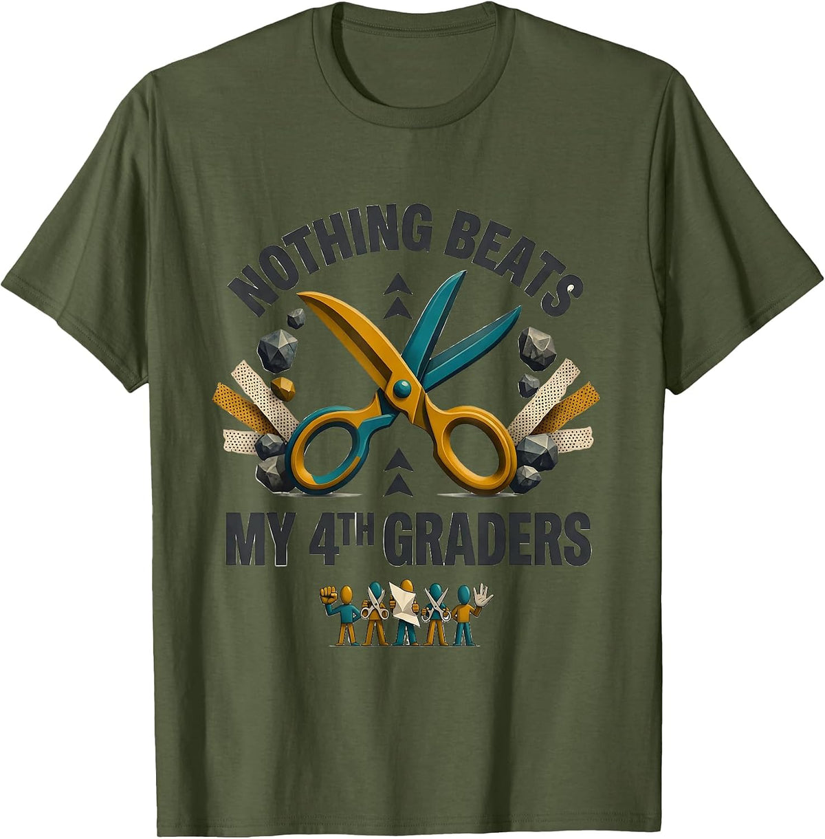 Nothing Beats My 4th Graders Funny Back To School Kids T-Shirt - Olive Green