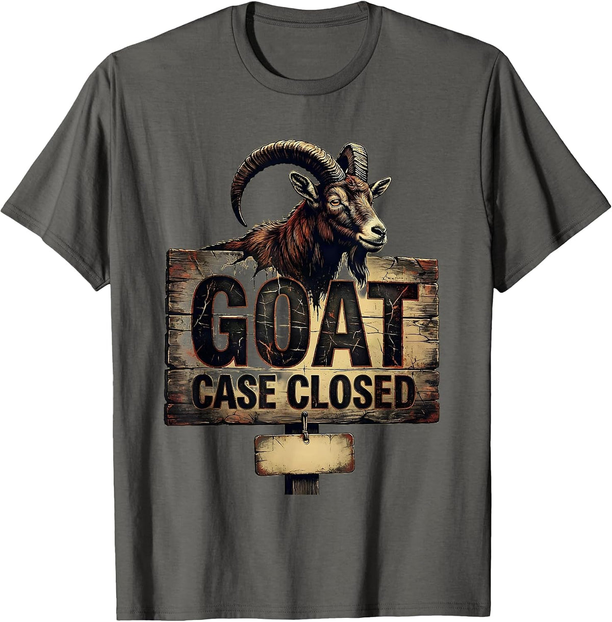 GOAT Case Closed Distressed Funny Goat Lover Farm Animal T-Shirt - Asphalt Grey
