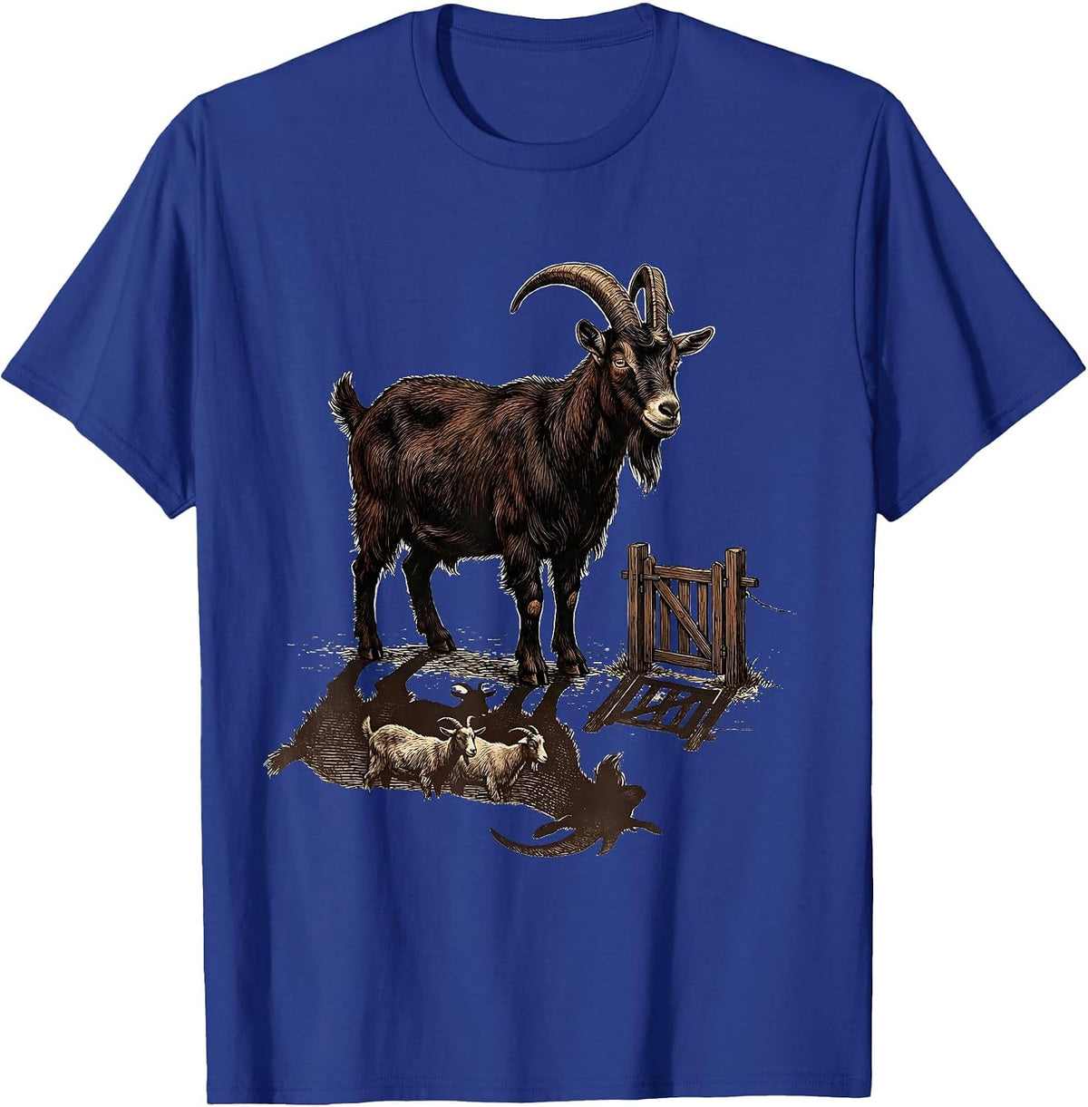 Men's Placid Horned Goat Vintage Farm Humor Goat Lover T-Shirt - Royal Blue