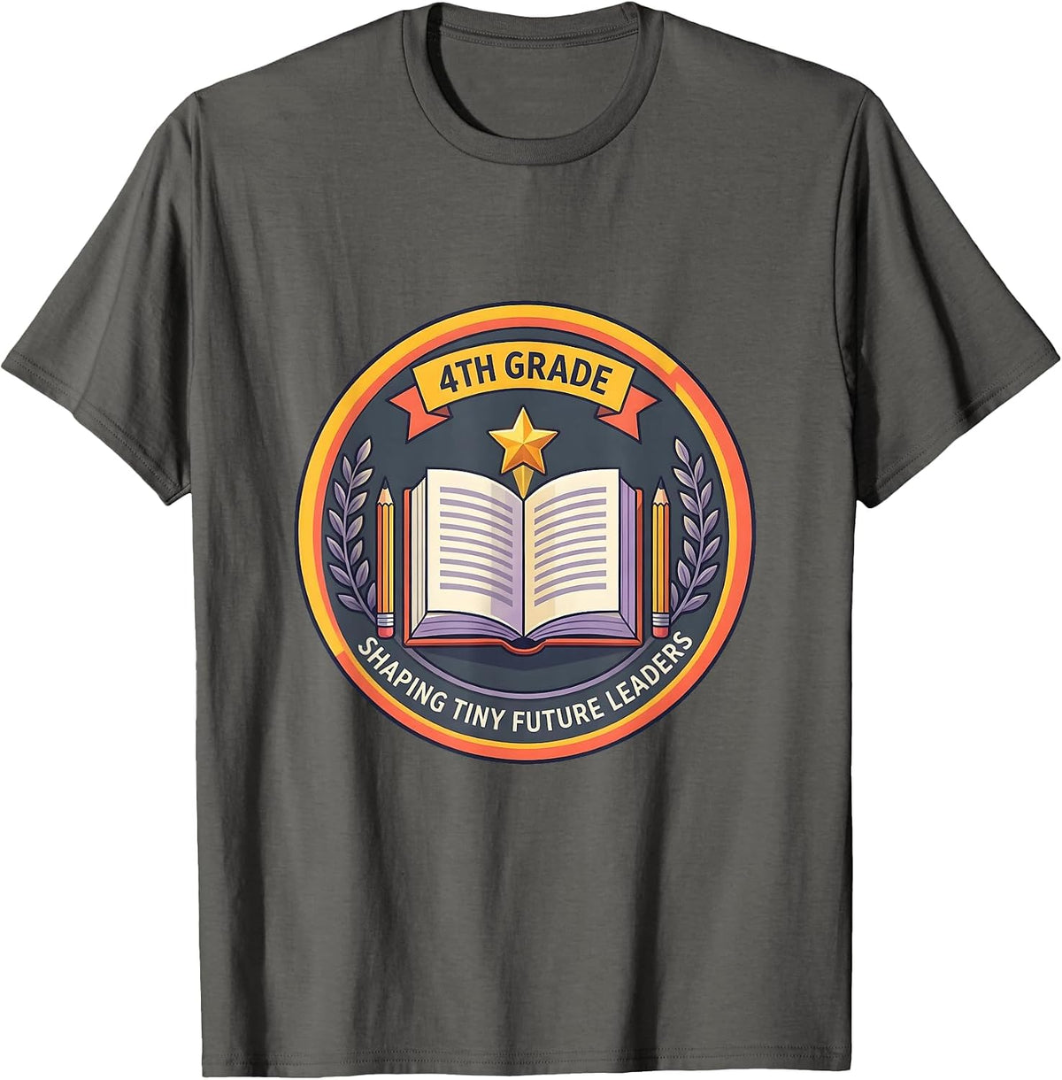 4th Grade Teacher Shaping Tiny Future Leaders T-Shirt - Asphalt Grey