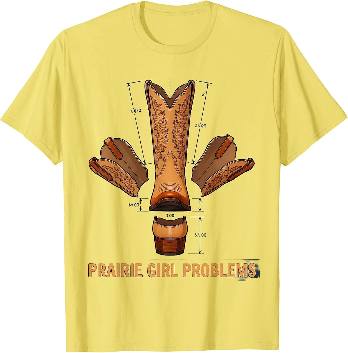 Men's Prairie Girl Problems Western Design T-Shirt - Lemon Yellow