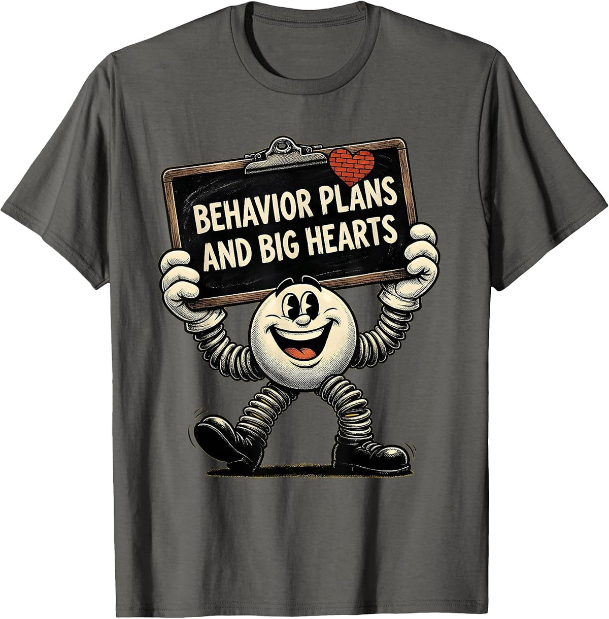 Behavior Plans and Big Hearts Sped Teacher Design T-Shirt - Asphalt Grey