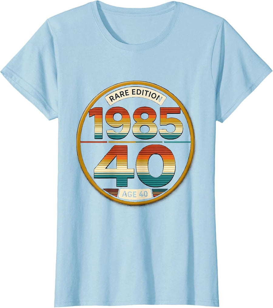 Women's Rare Edition 1985 Age 40 Vintage Birthday Milestone T-Shirt - Baby Blue