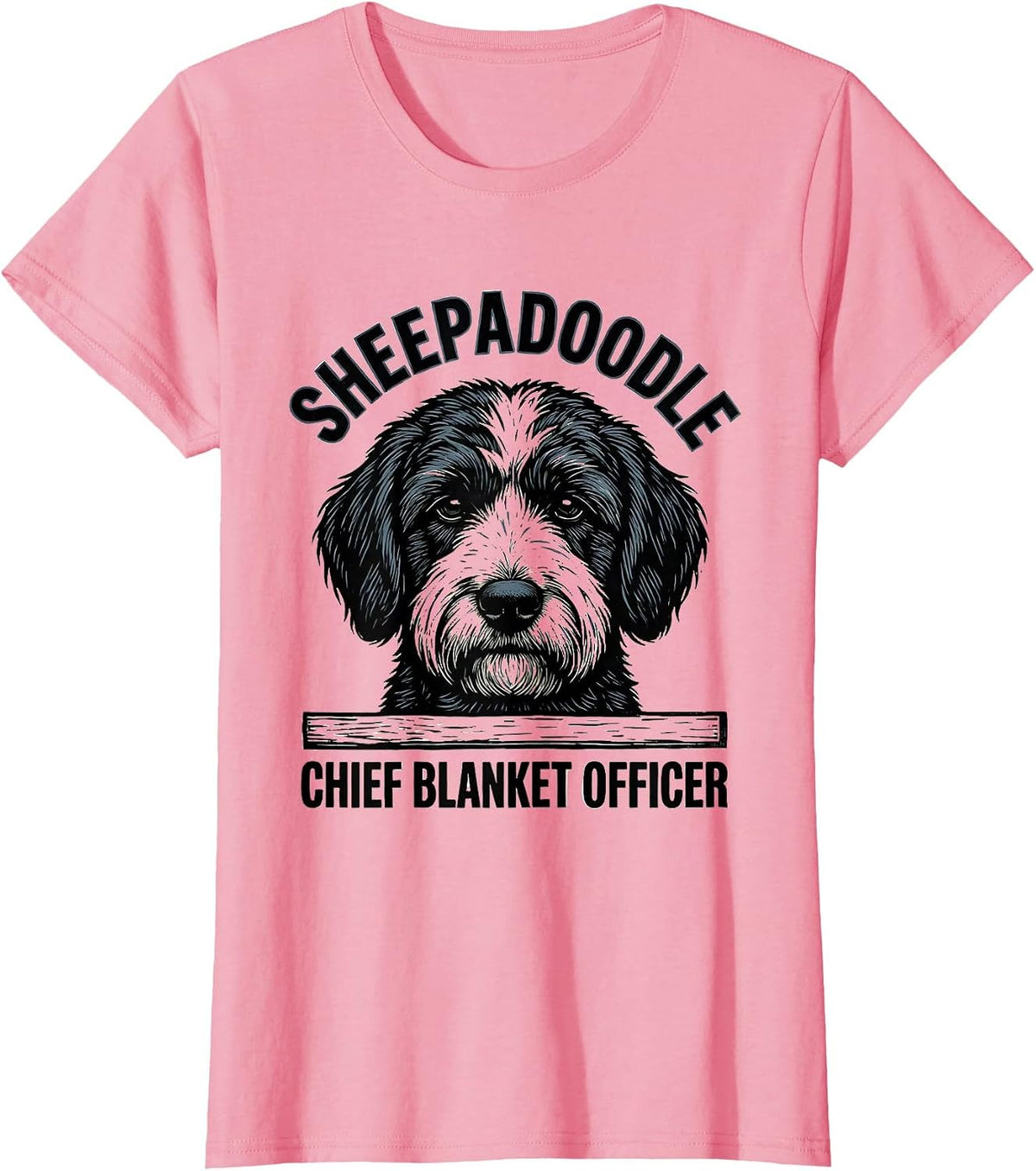 Sheepadoodle Chief Blanket Officer Funny Doodle Dog Owner T-Shirt, Women, Pink, X-Large - As Pictured