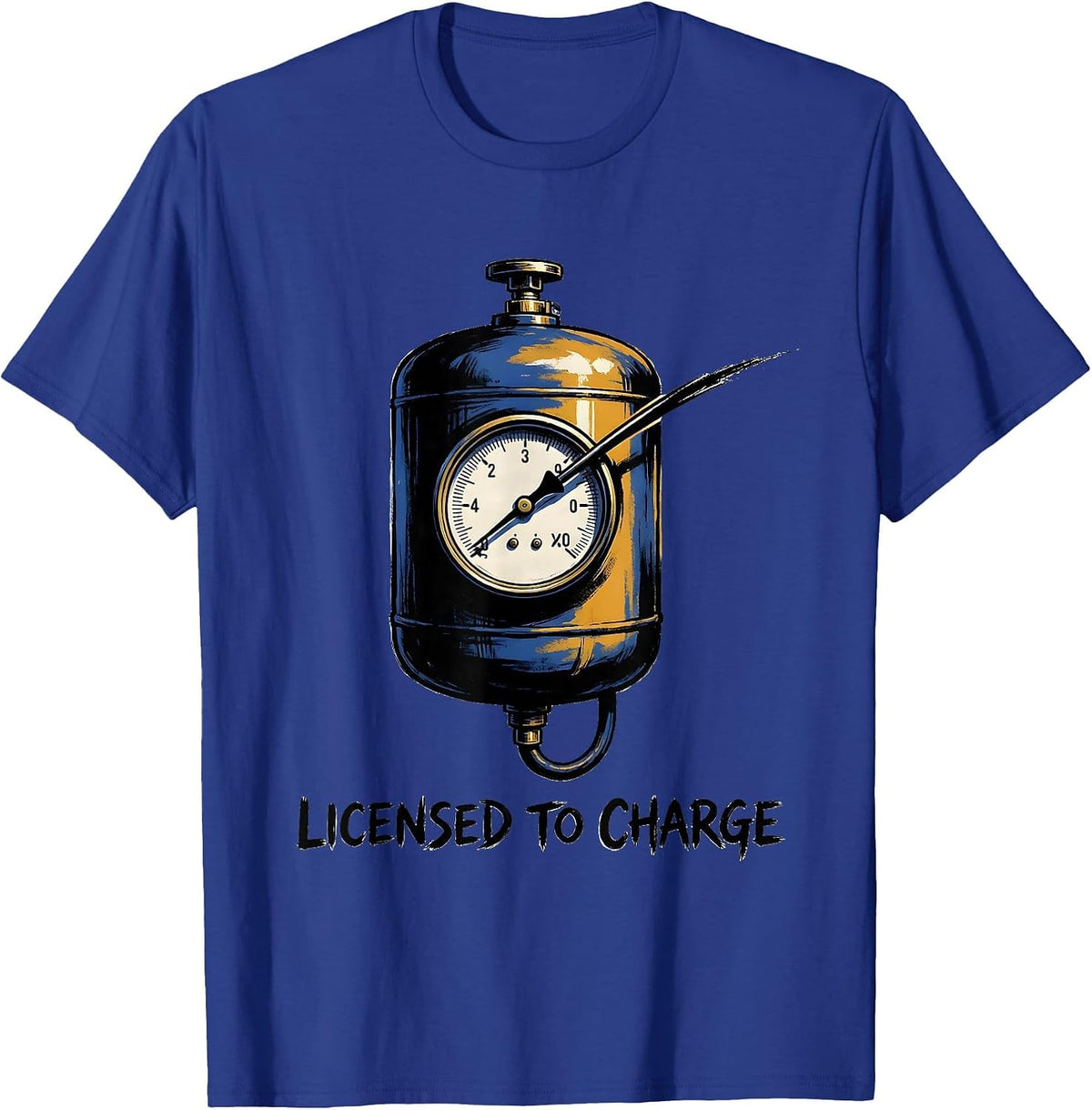 Licensed To Charge Funny HVAC Technician Charging Pride T-Shirt - Royal Blue