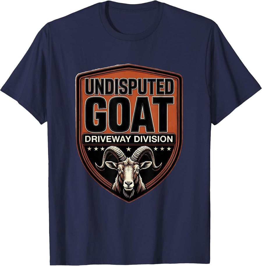 Undisputed GOAT Driveway Division Funny Goat Lover Animal T-Shirt - Navy Blue
