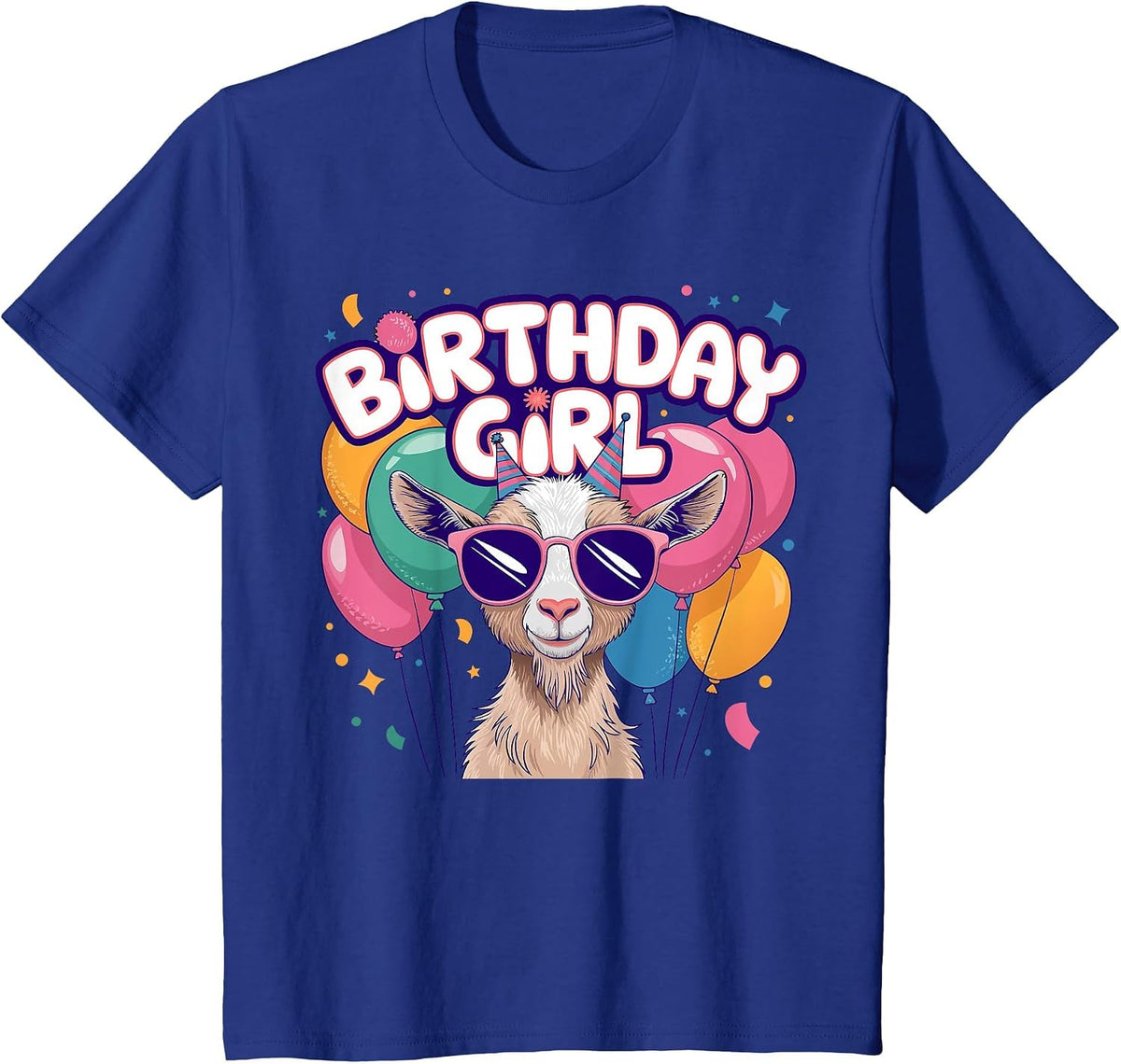 Birthday Girl Goat Kids T-Shirt - Royal Blue