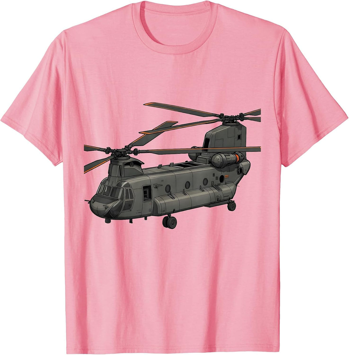 Men's Exploded Tandem-Rotor Helicopter Military Enthusiast T-Shirt - Pink