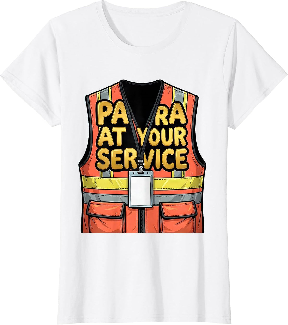 Para At Your Service Funny Paraeducator Support Staff Humor T-Shirt - White