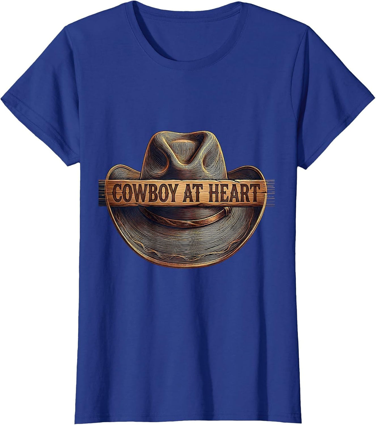 Women's Cowboy At Heart Western Spirit Design T-Shirt - Royal Blue