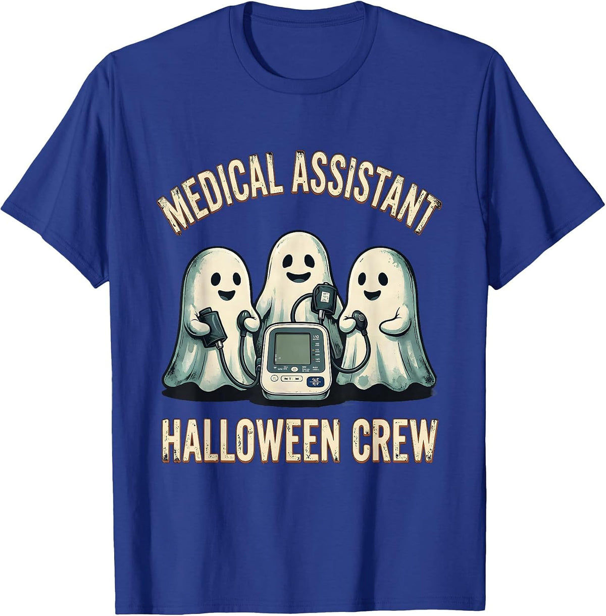 Medical Assistant Halloween Crew Distressed Ghost Medical T-Shirt - Royal Blue