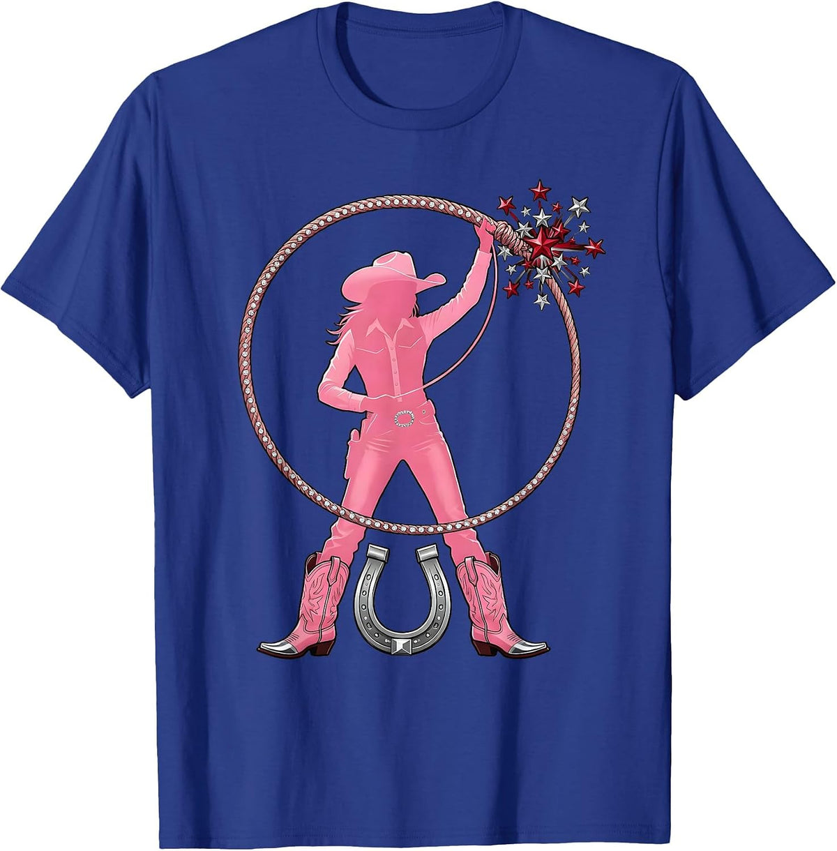 Lasso Throw Desert Sky Cowboy Graphic T-Shirt - Royal Blue
