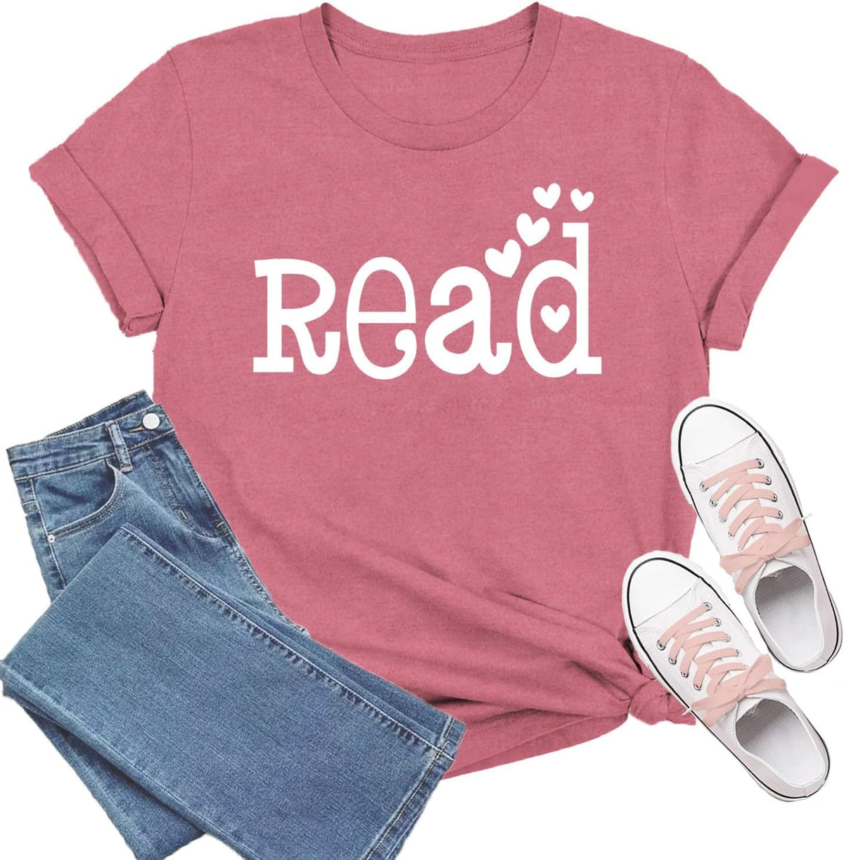 Book Shirts for Women Book Lover T-Shirt Reading Tee Teacher Tops - Pink