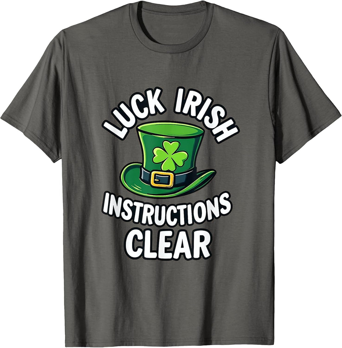 Luck Irish St. Patrick's Day Design T-Shirt - Asphalt Grey
